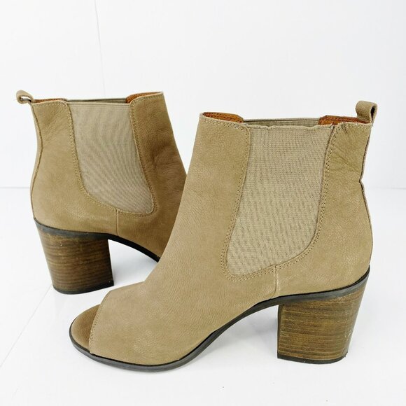 Lucky Brand Ankle Boots Size 9 Kassidy Open Toe Chelsea Bootie Tan Brown - Picture 5 of 7
